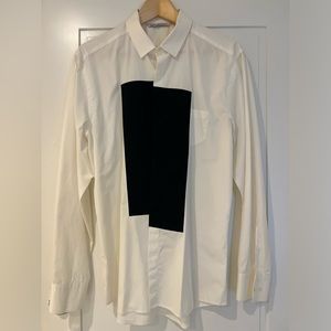 Neil Barrett white dress shirt with black square